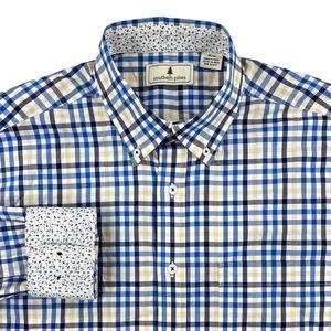 Southern Pines Long Sleeve Shirt Men's MEDIUM Plaid Button Down Floral Flip Cuff